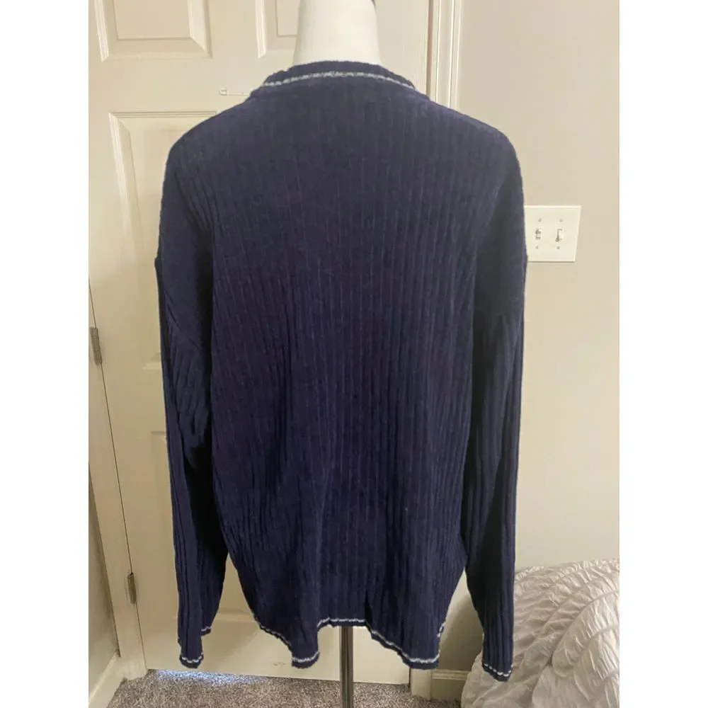 +BKE Men's Navy Blue Ribbed Sweater Casual Cozy‎ Long Sleeve Pullover XL